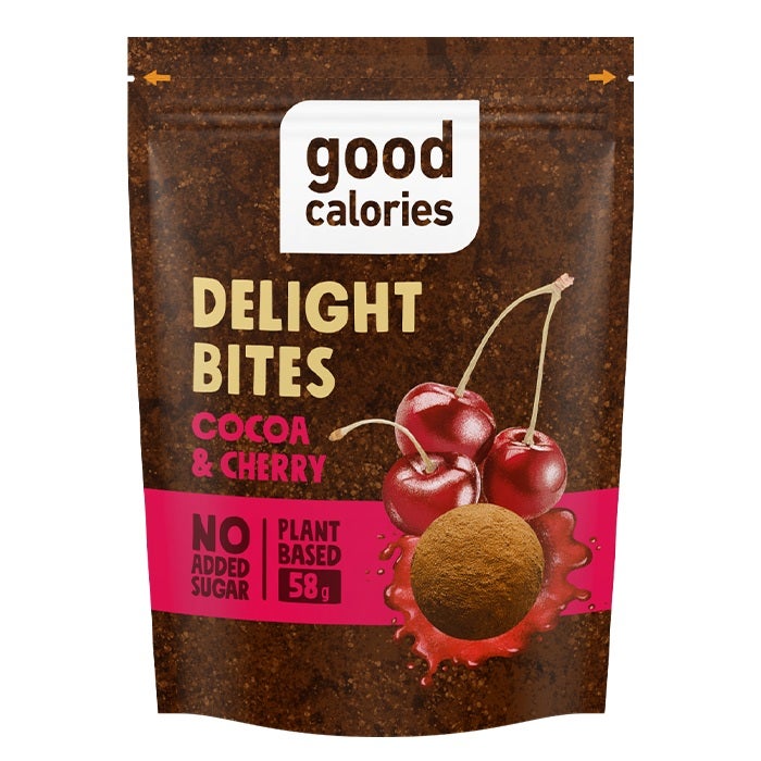 Good Calories Delight Bites Cocoa & Cherry, Natural Source of Magnesium, Iron & Potassium, No Sugar, Vegan – 58g